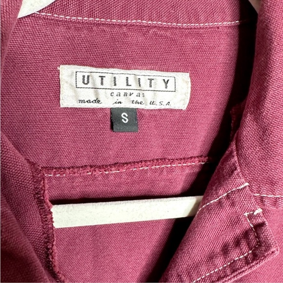 Wine Colored Utility Canvas Made in USA Button-Up Dress - Picture 6 of 8